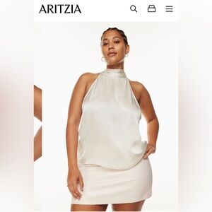 Runaway Satin blouse by Wilfred from Aritzia Light Birch size Large